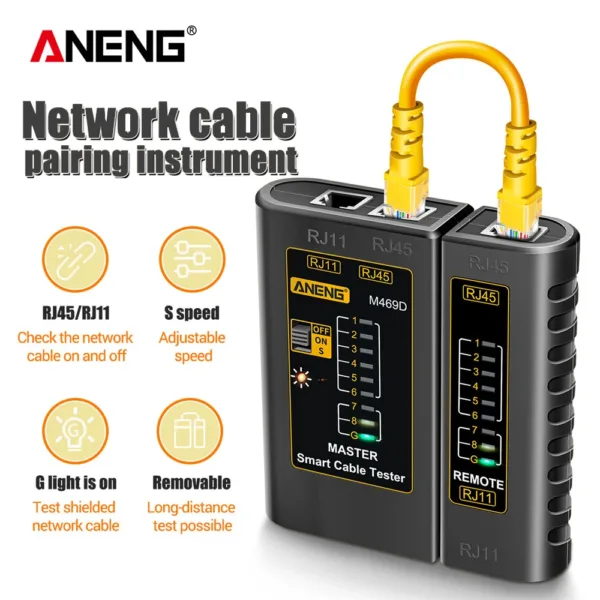 Sheepotech https://sheepotech.com/product/aneng-m469d-cable-lan-tester-network-cable-tester-rj45-rj11-rj12-cat5-utp-lan-cable-tester-networking-tool-network-repair/ ANENG M469D Cable lan tester Network Cable Tester RJ45 RJ11 RJ12 CAT5 UTP LAN Cable Tester Networking Tool Network Repair