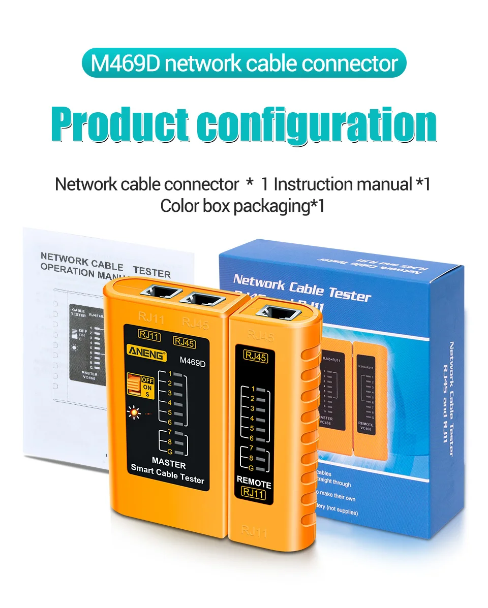 Sheepotech https://sheepotech.com/product/aneng-m469d-cable-lan-tester-network-cable-tester-rj45-rj11-rj12-cat5-utp-lan-cable-tester-networking-tool-network-repair/ ANENG M469D Cable lan tester Network Cable Tester RJ45 RJ11 RJ12 CAT5 UTP LAN Cable Tester Networking Tool Network Repair