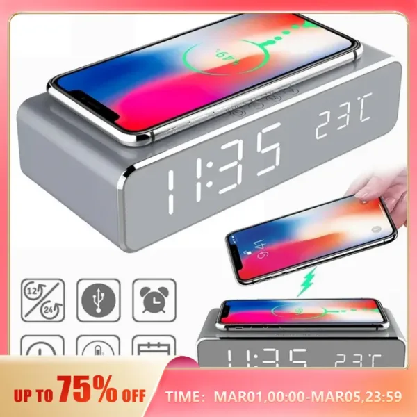 Sheepotech https://sheepotech.com/product/wireless-charger-time-alarm-clock-led-digital-thermometer-earphone-phone-chargers-fast-charging-dock-station-for-iphone-samsung/ Wireless Charger Time Alarm Clock LED Digital Thermometer Earphone Phone Chargers Fast Charging Dock Station for iPhone Samsung